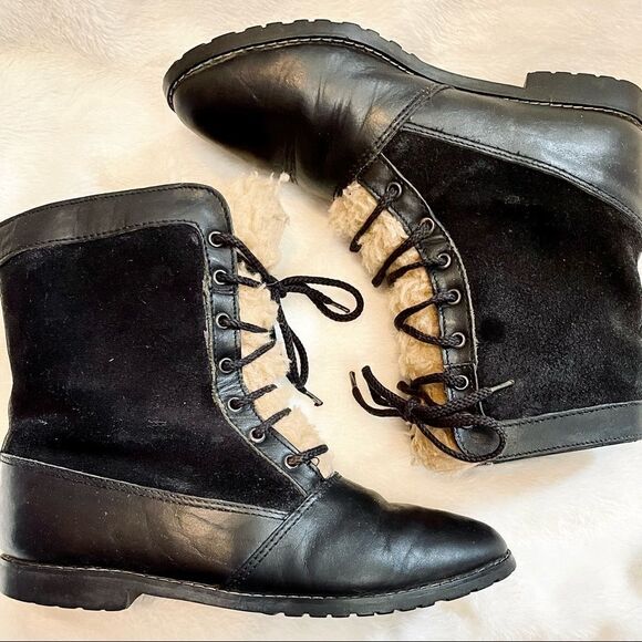 Vintage Romanian Black Leather & Shearling Boots - Picture 8 of 10